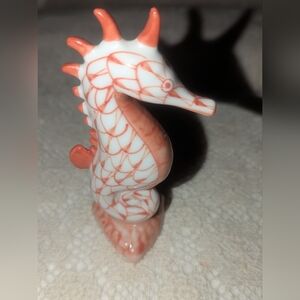 Andrea By Sadek Orange and White Seahorse Figurine
